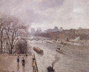 The Louvre,morning,rainy weather Camille Pissarro